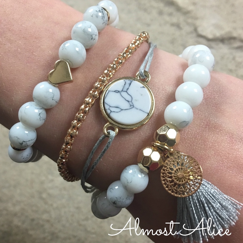 Gray and Gold Boho Bracelet 4pc. Set